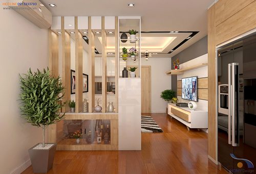 Thiết kế căn hộ chung cư 100M2 đẹp đón xuân với nội thất gỗ sáng