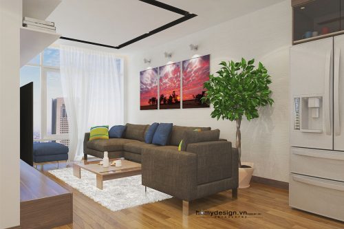 Thiết kế thi công nội thất căn hộ Vinhomes Smart City hiện đại tone màu sáng