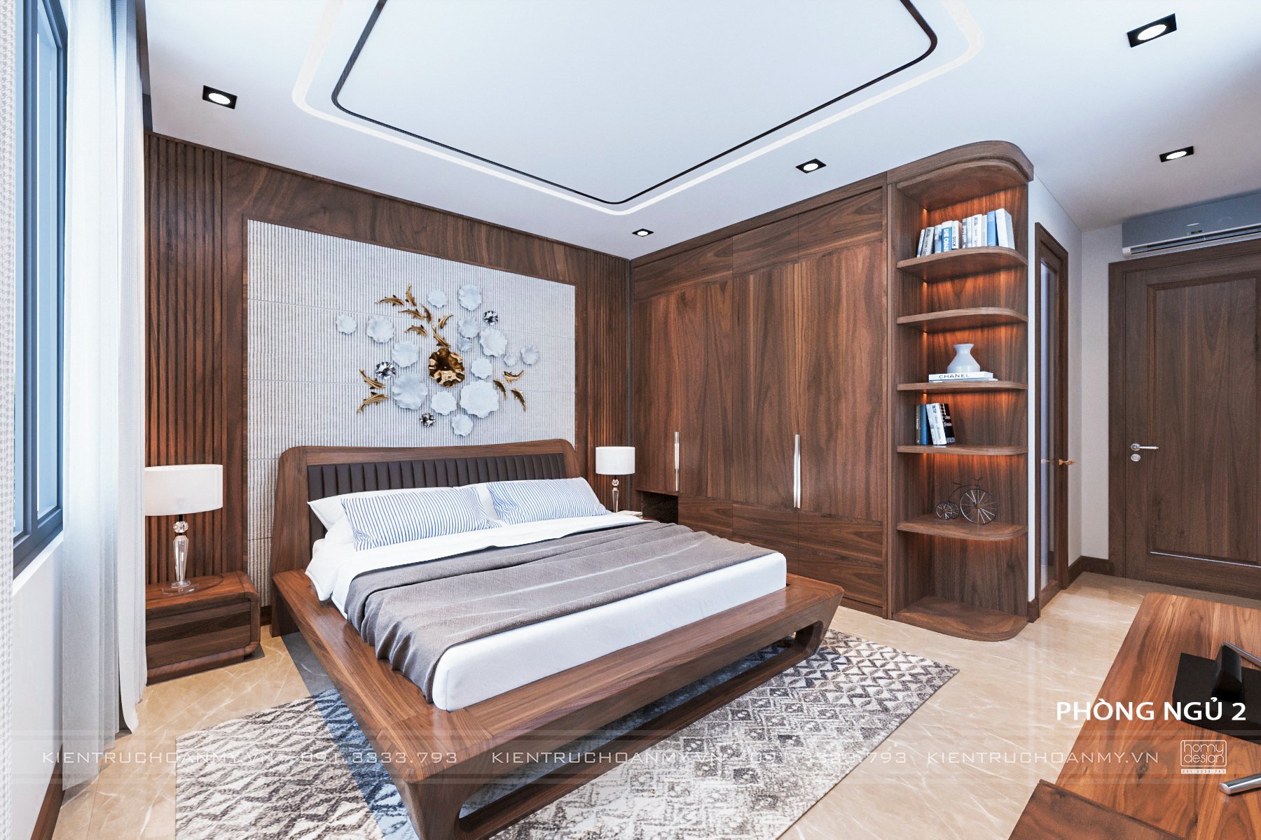Giường, tủ được làm từ vật liệu gỗ óc chó cao cấp